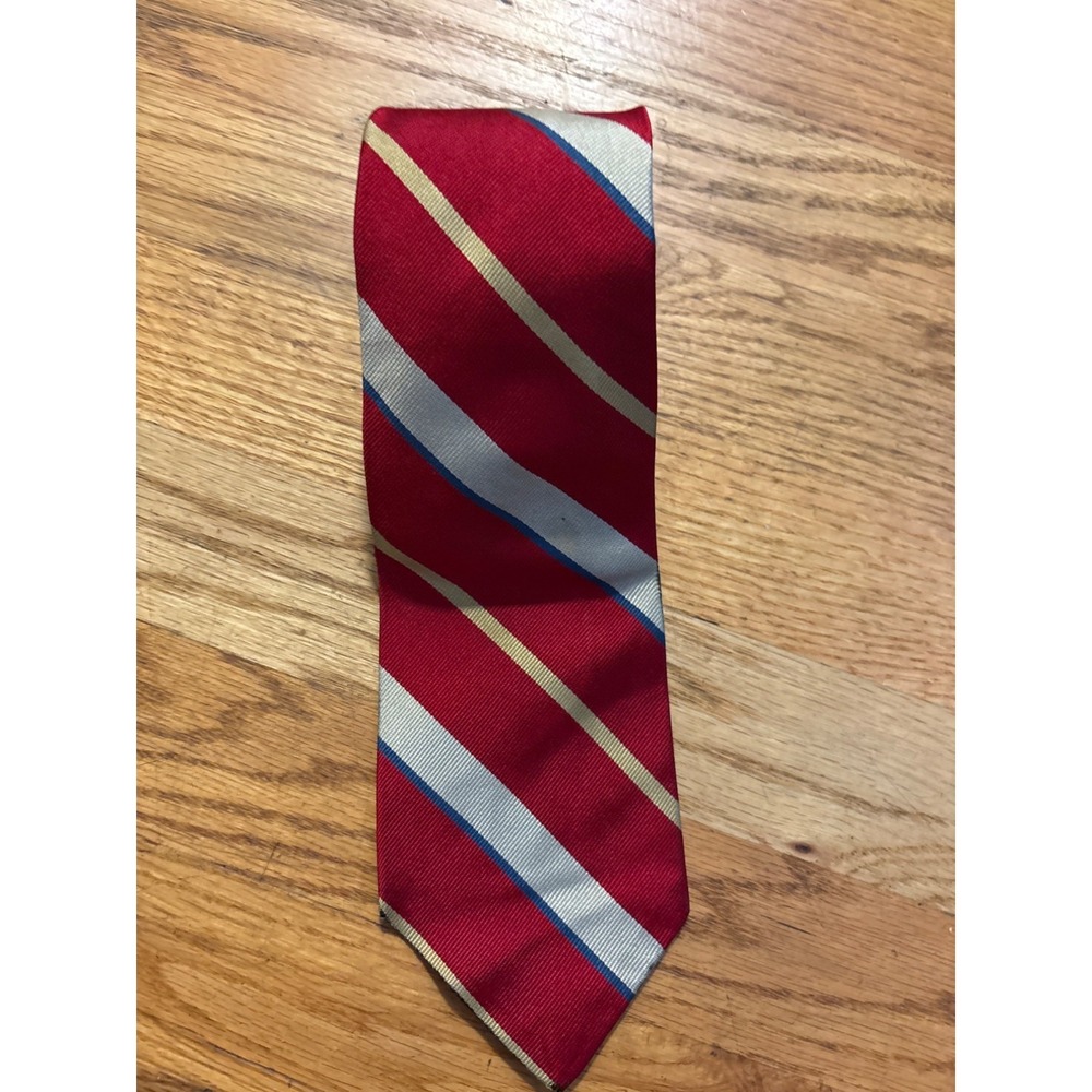 Polo‎ By Ralph Lauren Mens Red Striped Silk Tie Classic Necktie Made In USA